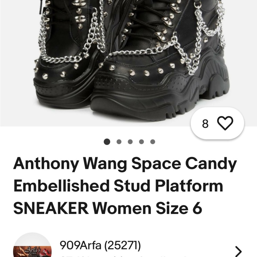 Anthony Wang Black Studded Platform Sneakers